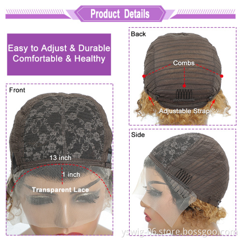 XCCOCO Lace Front Human Hair Wigs For Black Women Jerry Curl Pixie Cut Wig Brazilian Remy Hair Pixie Cut Human Wig